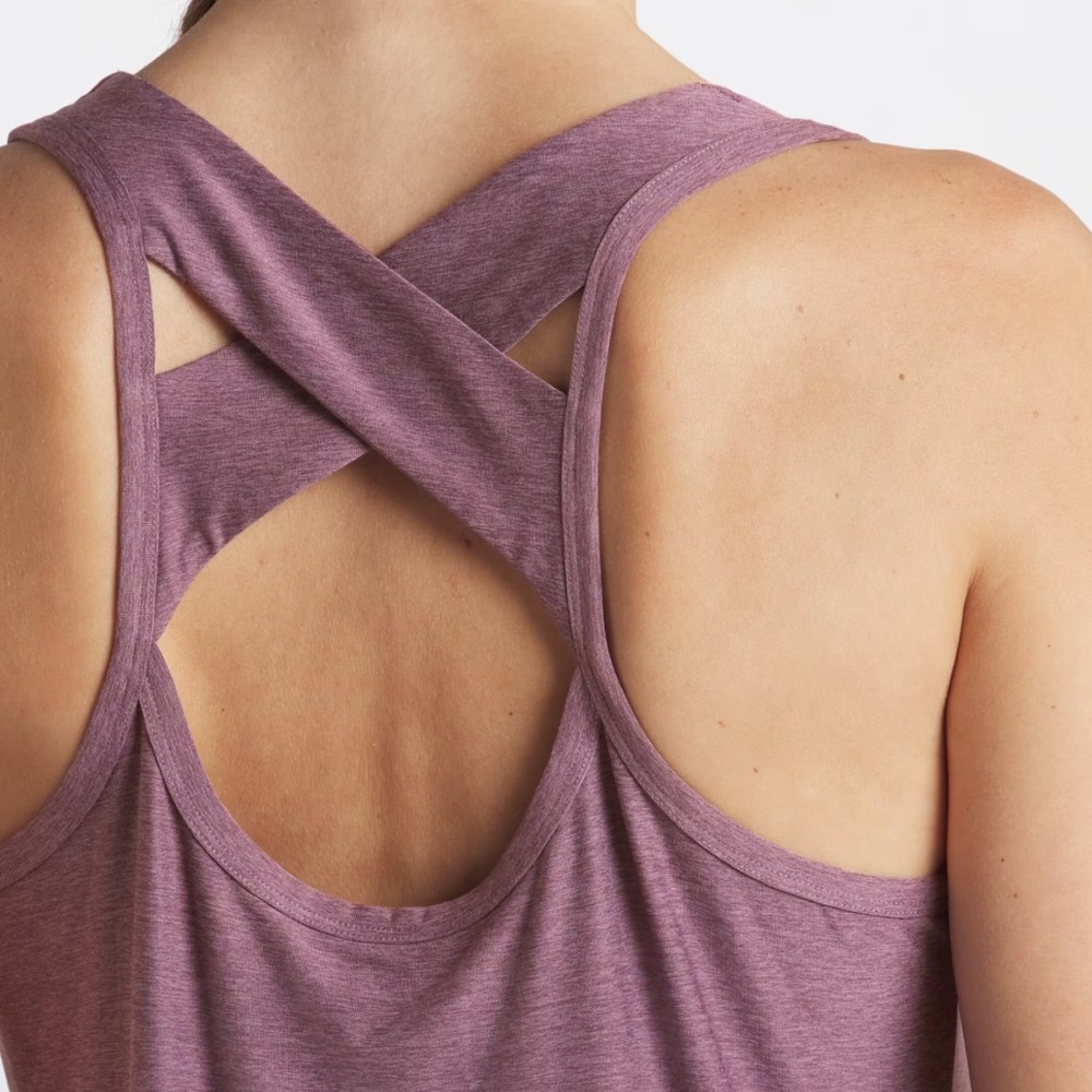 We Wander WeFlex Dark Purple Crossover Cut-Out Tank Top Size Medium - Picture 15 of 16